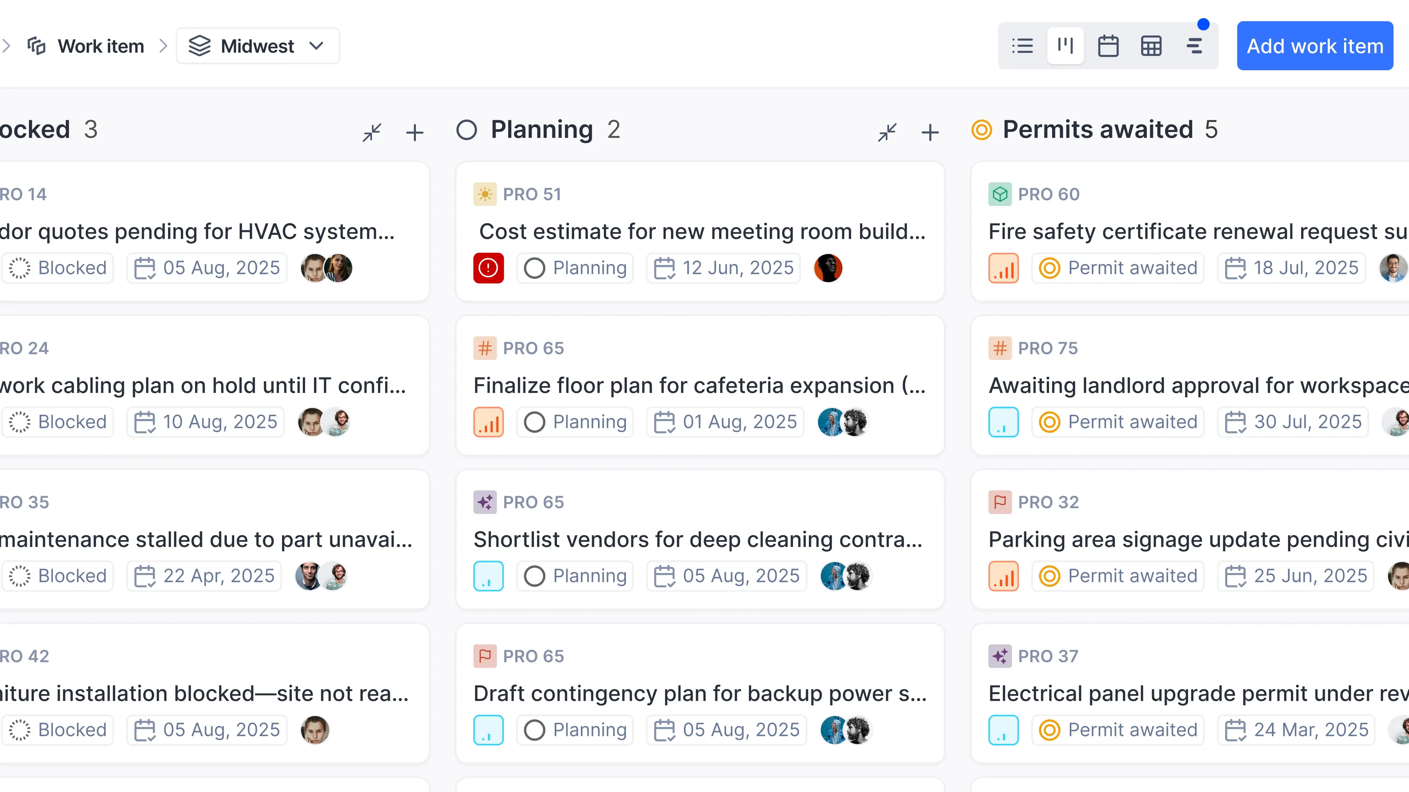 Facilities requests workflow in WhiteLabel