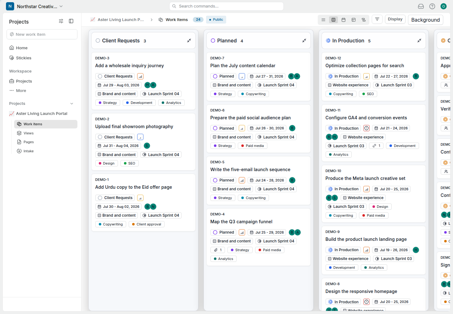 WhiteLabel client workspace showing only the assigned client project and delivery board